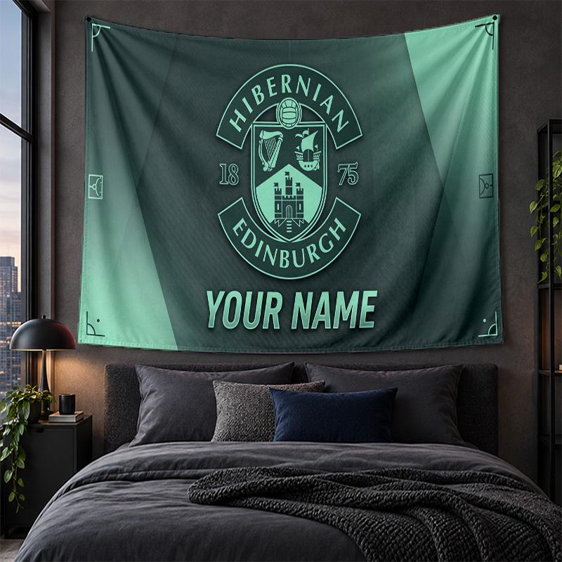 Kişiselleştirilmiş Duvar Halısı Hibernian FC Desenli Sanat Arka Plan Kumaşı
