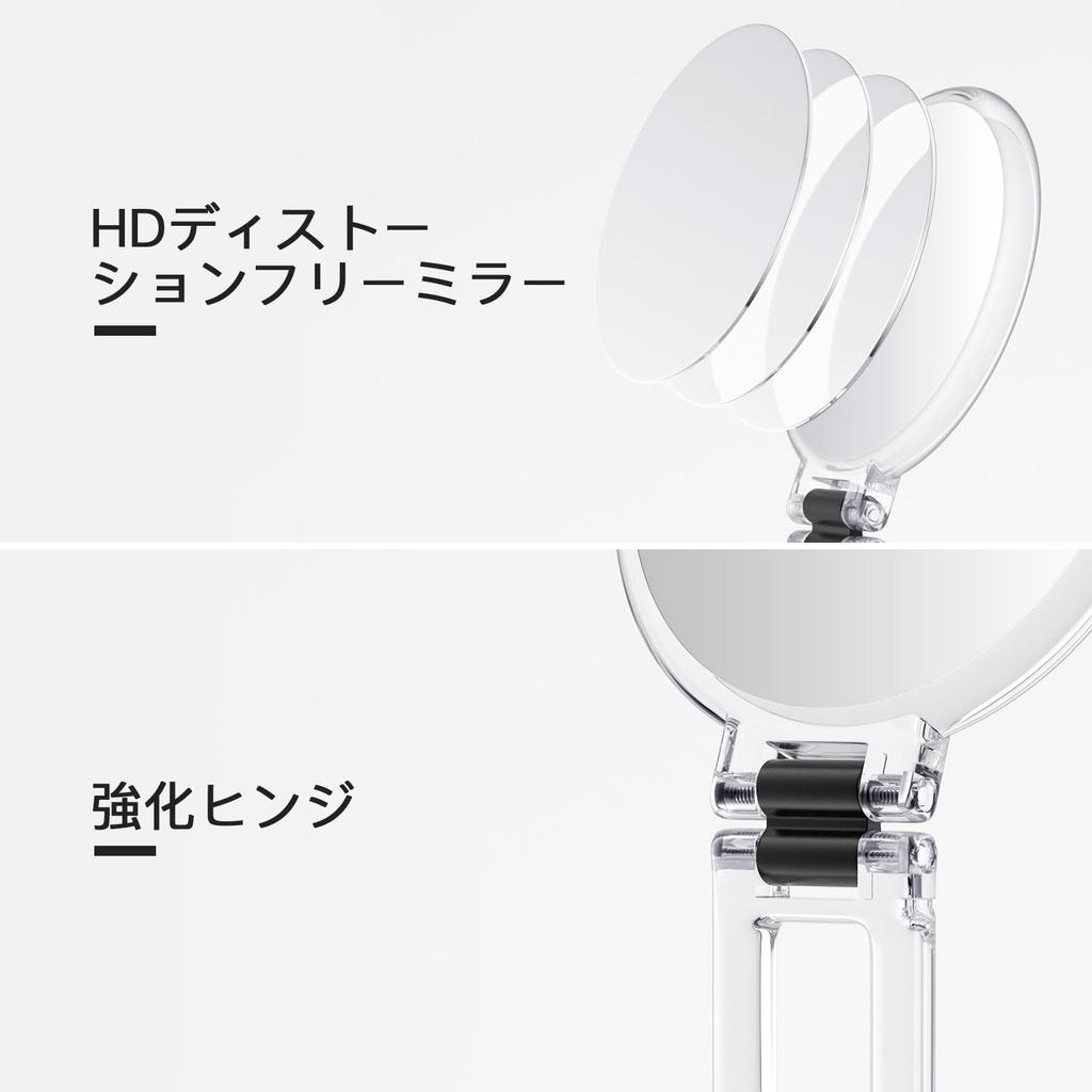 Beautifive Hand Mirror Magnifier 10x Folding Makeup Mirror with Handle Compact Mirror 10x and 1x Tabletop Mirror Compact Easy To Carry Round Clear