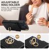 For iPhone 16 Pro Case Card Bag Leather+TPU Crossbody Phone Cover with Ring Kickstand