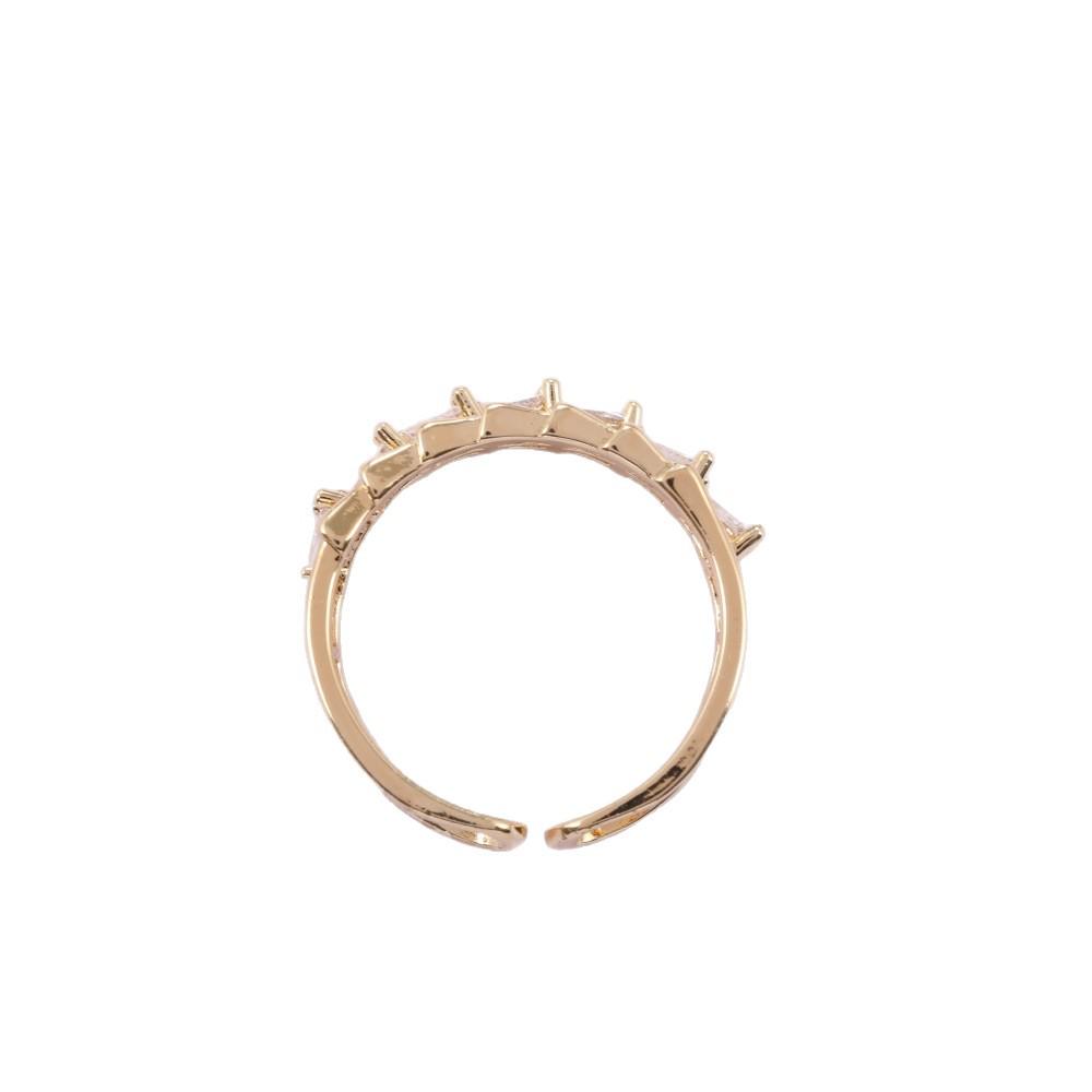 18K Gold Double Layer Open Ring with Micro-Paved Zircon—High-End Luxury Design for Women