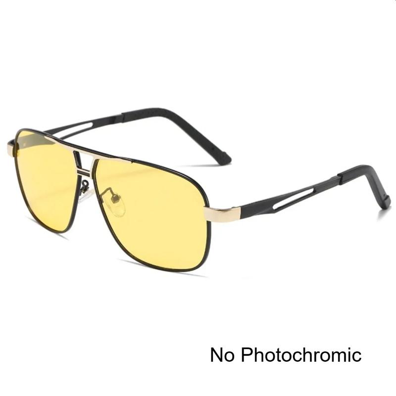 Men Night Vision Polarized Pochromic Sunglasses Aviator Style Yellow Color Change Lenses Driving Sun Glasses