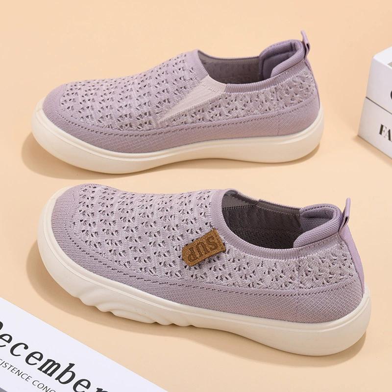 Women's Breathable Knit Loafers Comfortable Slip-On Walking Shoes with Soft Sole Shoes