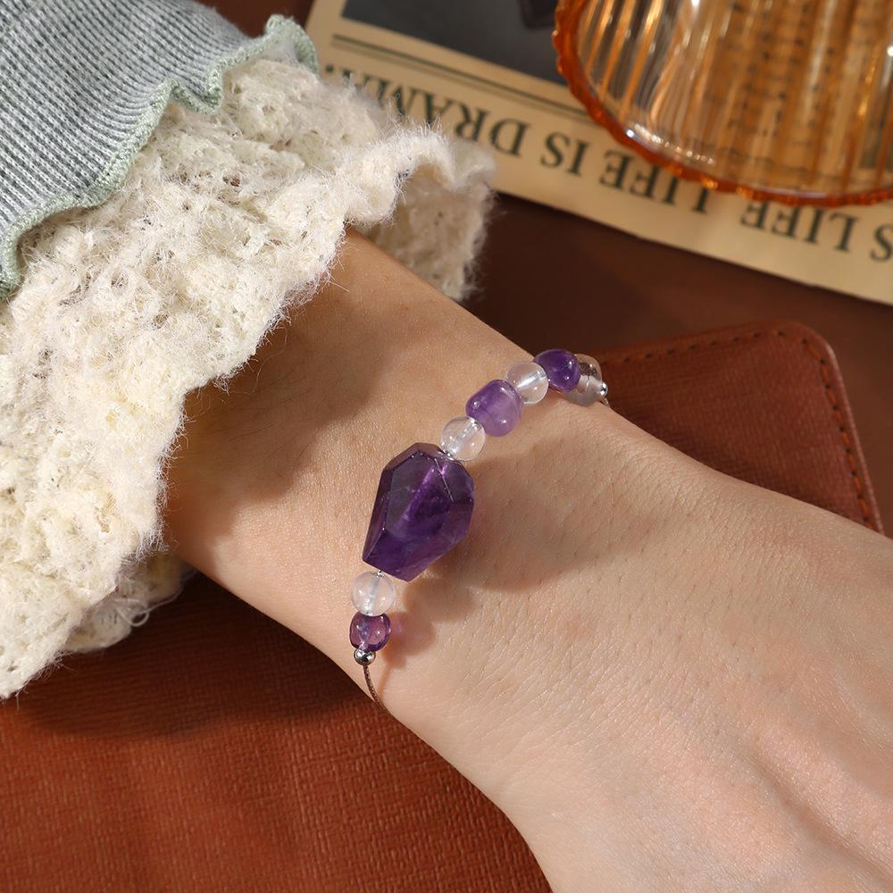 New Trendy Amethyst Beaded Bracelet - Hand-Woven, Elegant Korean Style Jewelry Gift