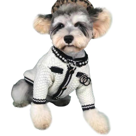 

Кардиган для домашних животных, без катышков, без термоусадочной пуговицы, с цветочным декором, элегантная нежная строчка, унисекс белый