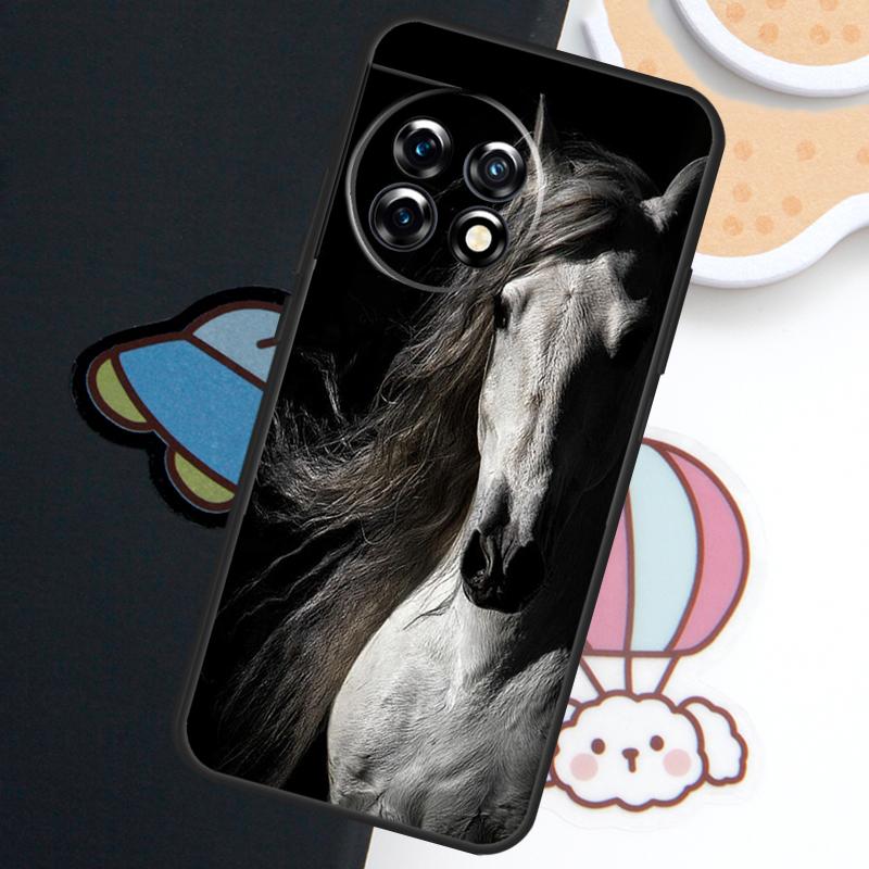 Black White Horse Case For OnePlus Nord 5 CE 4 3 Lite N20 N30 OnePlus 15 13 12 11 10 Pro 10T 12R 13R 15R Cover