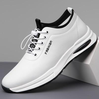 Chaussures de Sport Décontractées en Cuir pour Homme Automne Nouveauté Respirantes Marche Coupe Basse Semelle Souple Surface Souple Antidérapantes Chaussures de Planche