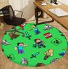 Minecraft Pattern Round Rug, Indoor/Outdoor Mat, for Picnic, Gameroom, Bedroom, Office, Living Room, Home Decor Carpet, Birthday Gift