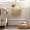 Set of 2 Floating Nightstands, Rattan Drawer, 40x30x15 cm, Natural