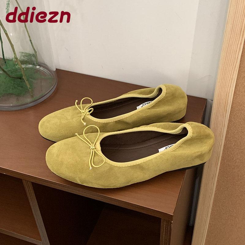 Fashion Fashion Butterfly-Knot Women Ballet Flats Dance Shoes With Height Increasing Female Shallow Footwear Ladies Flats Slip On Shoes