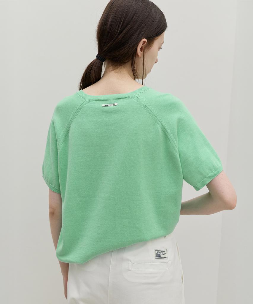 Leuba Fresh Cotton V-Neck Knit - Apple Green