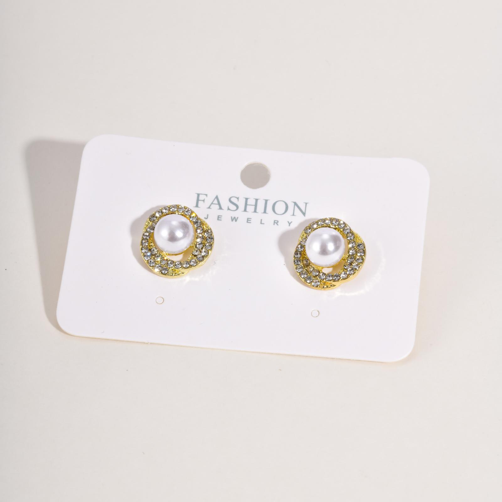 

Twist Spiral Inlaid Zircon Stud Earrings for Women Girl, Elegant Round Imitation Pearl Earrings, Korean Fashion Ear Jewelry