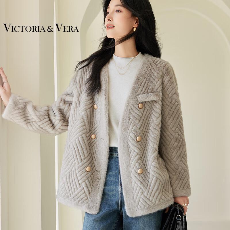 

VICTORIA&VERA Women s Faux Shearling Double-Breasted Plaid Coat XL