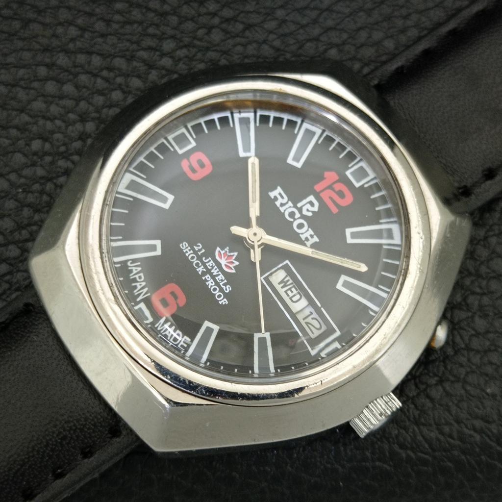 AUTOMATIC VINTAGE RICOH R31 JAPAN MENS BLACK COLOR DIAL WATCH A707651-1