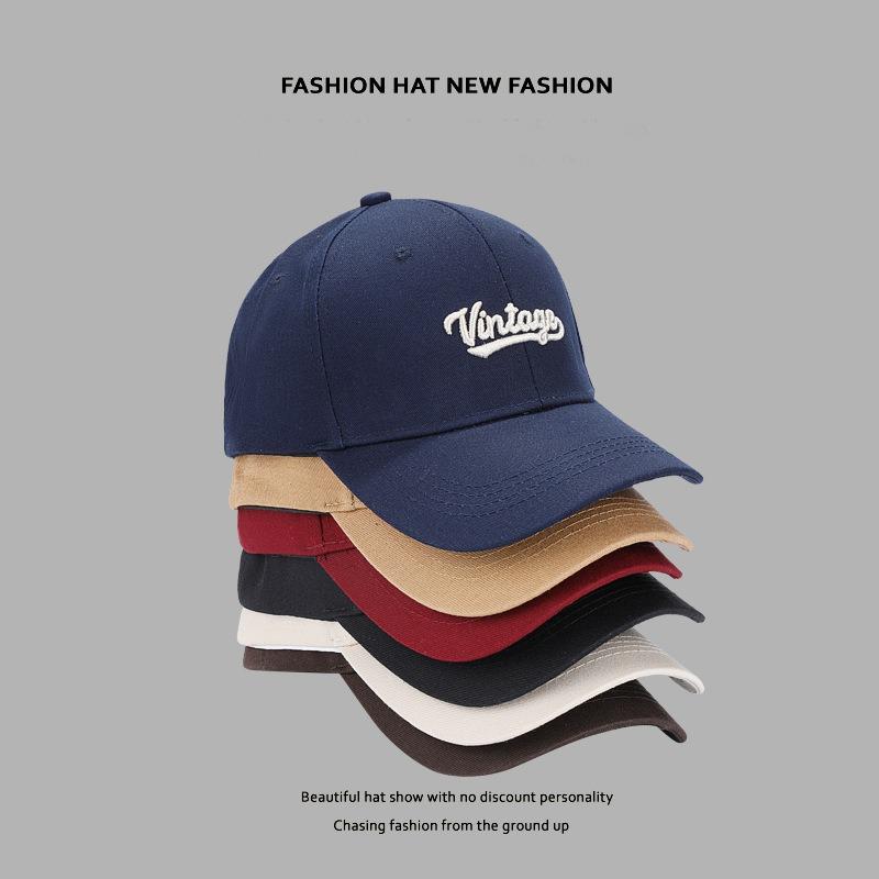 Hat Women's Spring and Summer Sunscreen Embroidery Baseball Cap Autumn Versatile Big Head Circumference Show Face Small Shade Peaked Cap Men