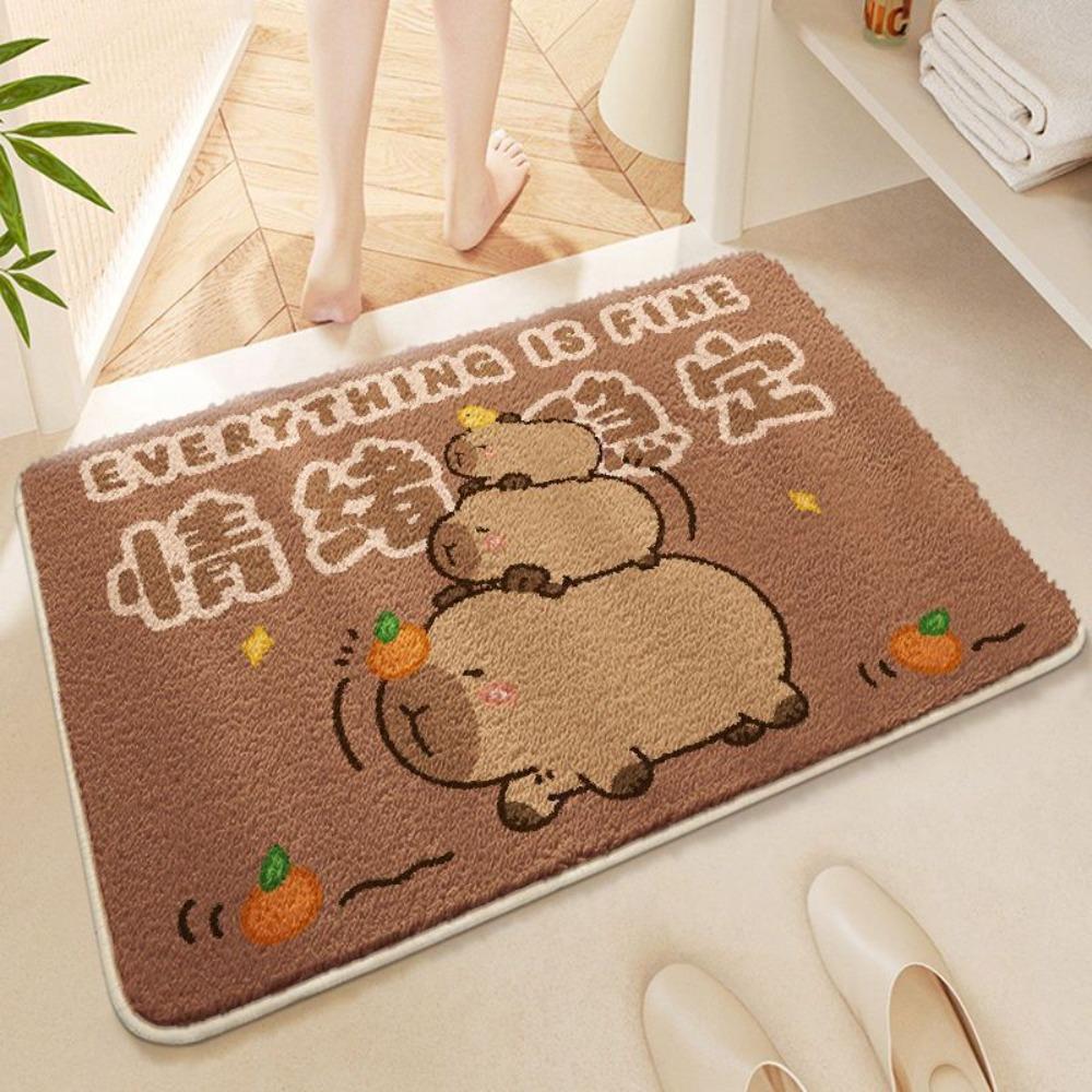 Kawaii Capybara Floor Mat Non-slip Water Absorption Bath Mat Soft Carpets Living Room Decor