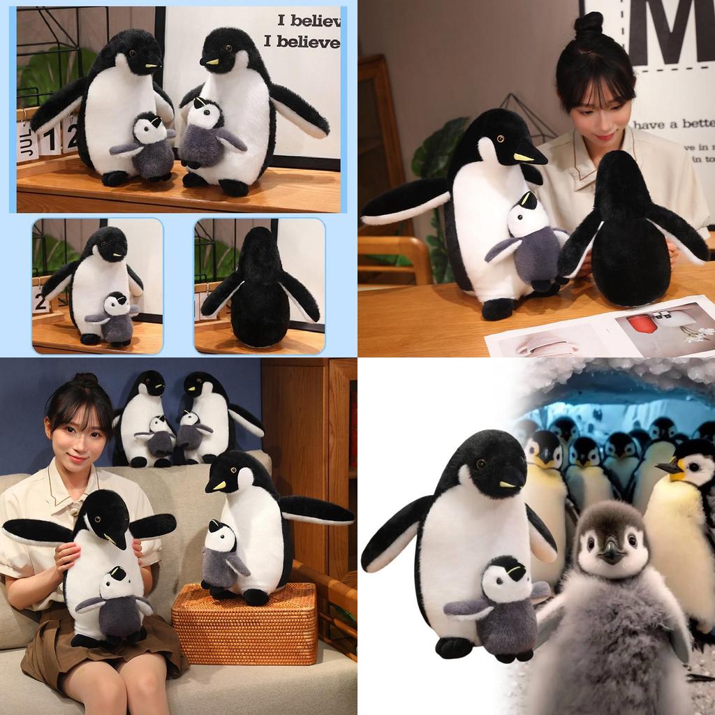 Adorable Mother And Baby Penguin Plush Toy Doll Soft Cushion For Kids Gifts