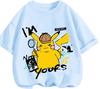 Breathable Summer Short Sleeve T Shirt Pikachu Casual Leisure Style Classic Cartoon Design For Children 3 To 14