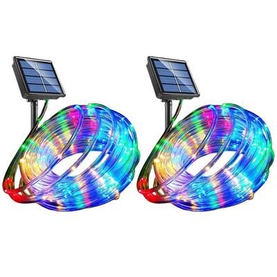 LED Lichterkette 40ft 100 LEDs Solarbetriebene Lichterkette 8 Modi Farbwechsel Schlauchlicht