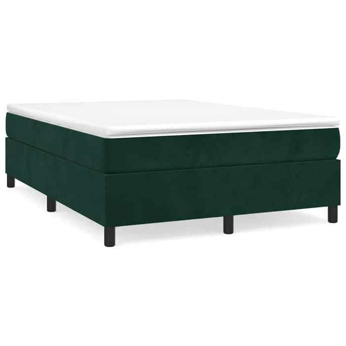 Cadre de lit avec matelas - Maison Exclusive - Velours vert foncé - 140x200cm - 2 places