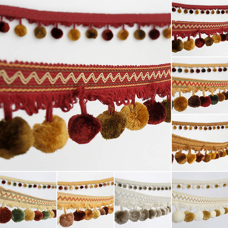 1 Meter Pompon Quasten Vorhang Spitze Zubehör Quaste Fransenbesatz DIY Nähen Dekoration