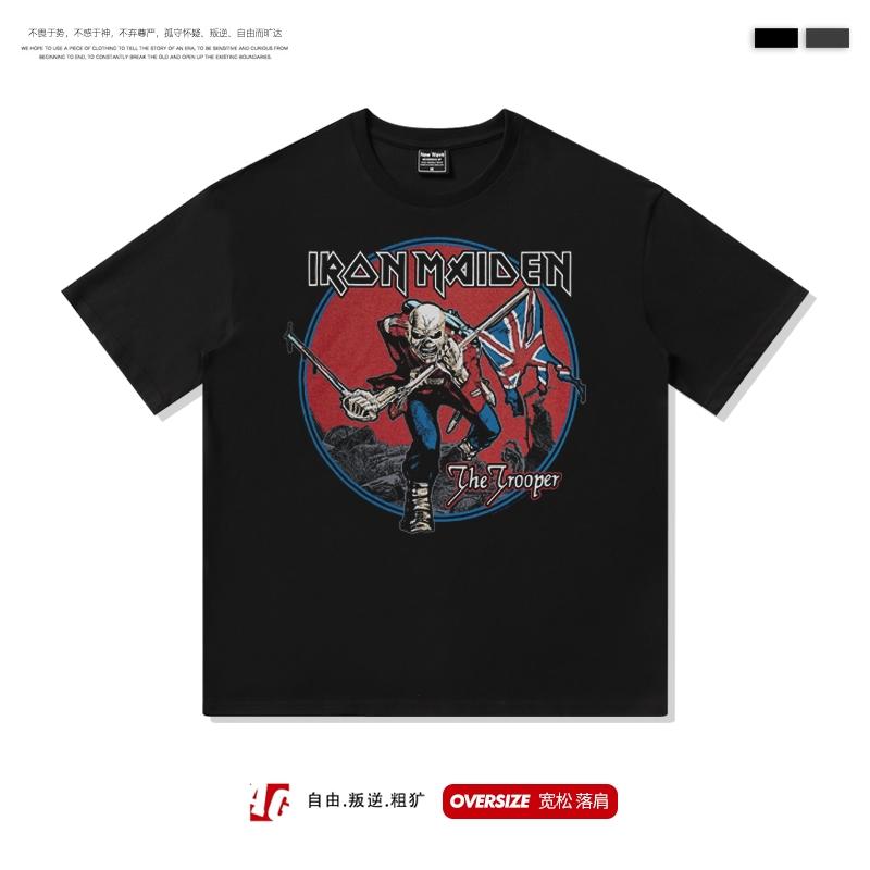 2025 Europe and The United States High Street American Heavy Metal Rock Short Sleeve T-shirt Men and Women Bf Half-sleeve Top