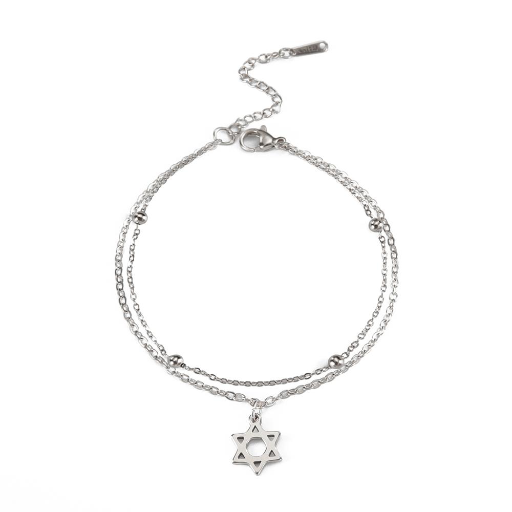 Dawapara Star of David Bracelet Map Bracelet Hexagram Charm Blessing Je Jewelry Hanukkah Gift Stainless Steel Jewelry