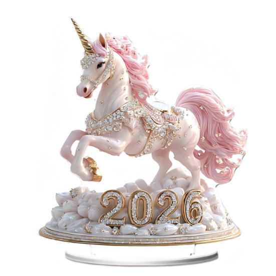 Akryl Hesteornament 2D Flat Hest Borddekorasjon Samleobjekt Fargerikt Hest Midtpunkt for Hestens År Nyttår Stuedekor