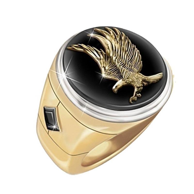 Hot Sale Fashion Accessories Flying Eagle Round Black Mask Men's Ring Domineering Fashion Ring
