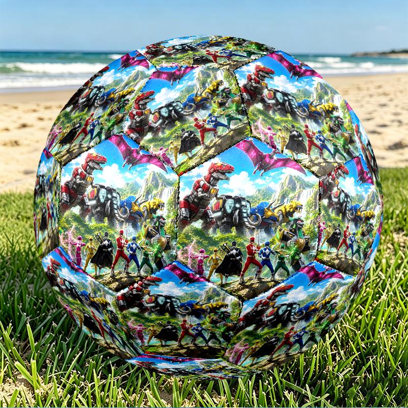 Mighty Morphin Power Rangers Print Size 5 Soccer Ball, PU Wear Resistant Football for Match Training and Daily Practice, Birthday Gift for Soccer Fans
