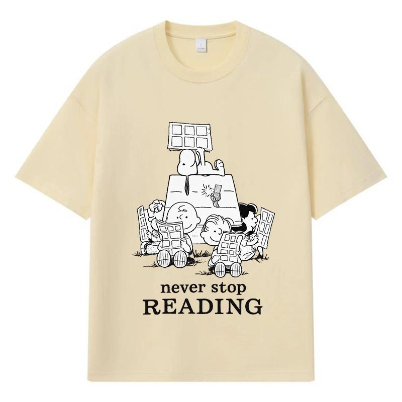 

2026 Peanuts Cartoon Printed Graphic Y2k Harajuku Streetwear 100% Cotton T Shirt Casual Oversized Summer Men T-shirt XXXL хакі