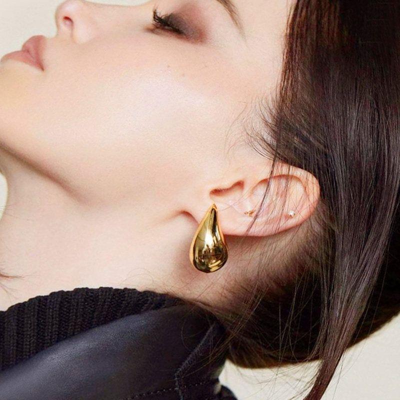 Jilifang Blogger Recommended Fashion Gold-Plated Water Drops 3.2cm Large Gold