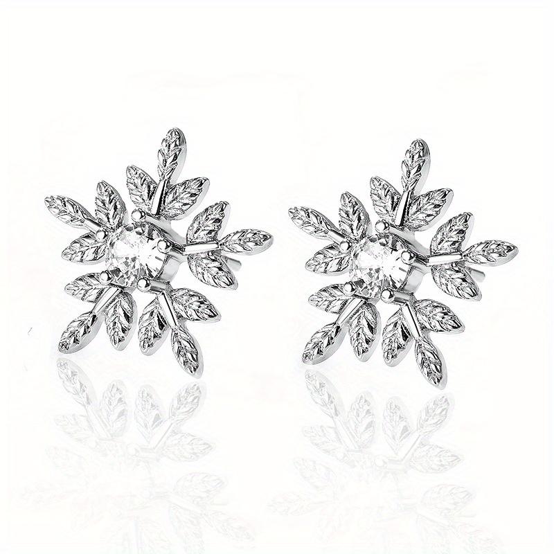 

1 пара милых серег-снежинок, изысканные серьги с синтетическим цирконом, праздничный подарок серебряный