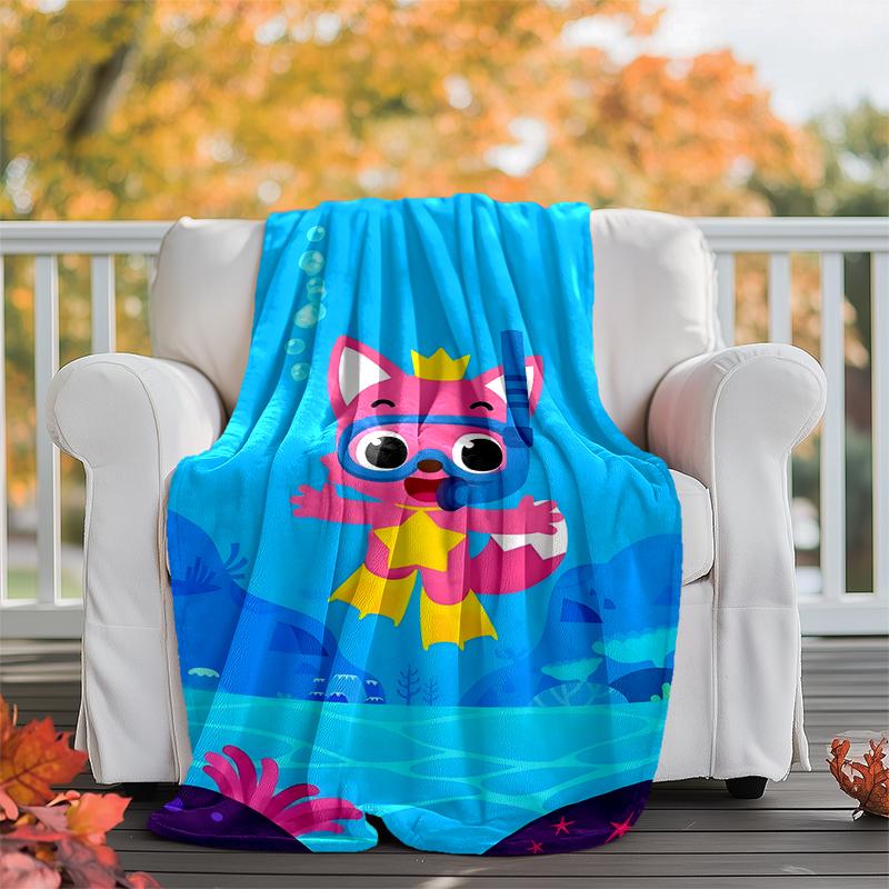 pinkfong Flannel Blanket Soft Warm All-Season Throw, Design for Camping, Car Travel, Hiking Sofa, Bed, Office Perfect Gift for Parties
