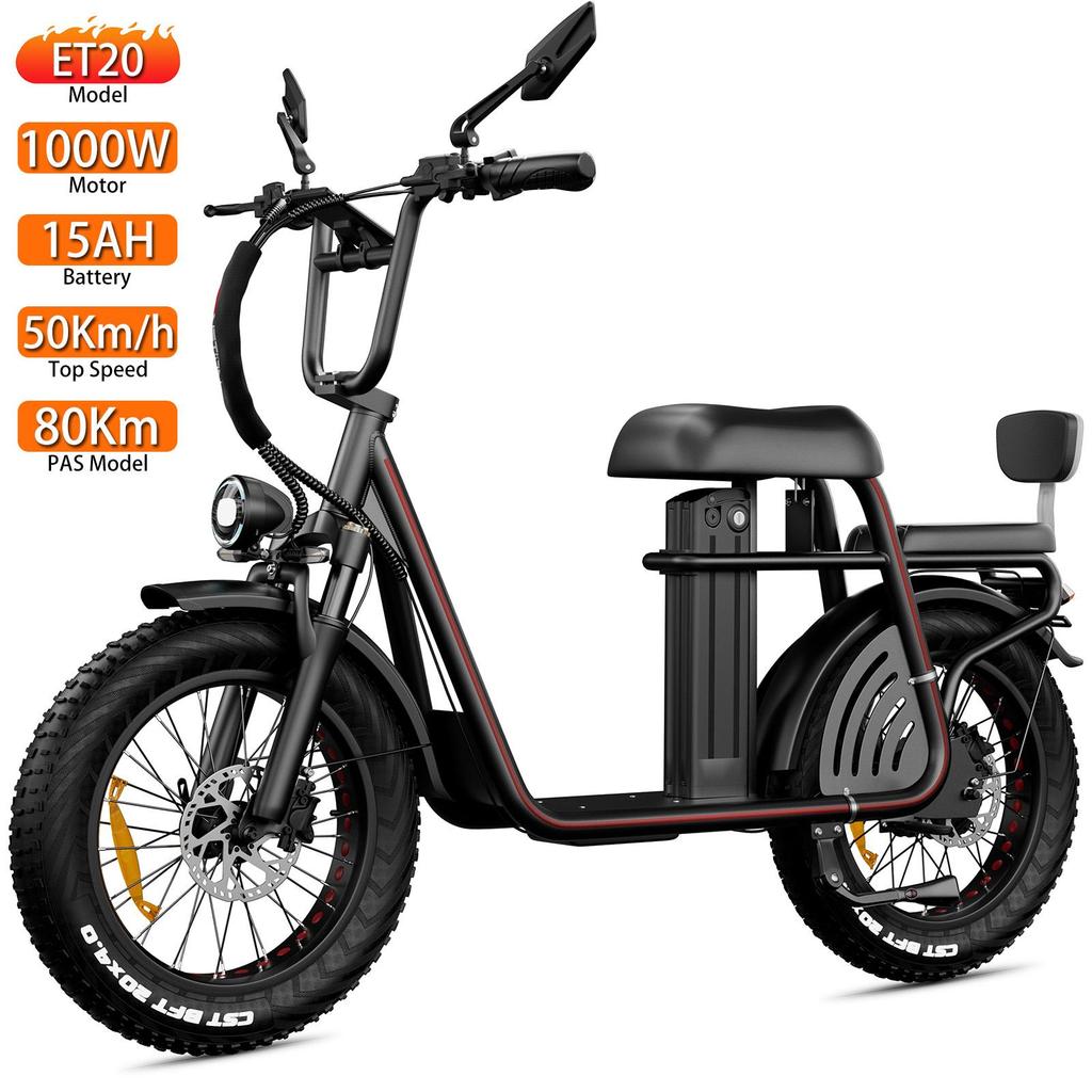 Electric Bicycle Drvetion 1000W Peak Motor 20" FaT Tire Adult Electric Bicycle 48V 15AH LCD Display Max Range 80Km With NFC ET20