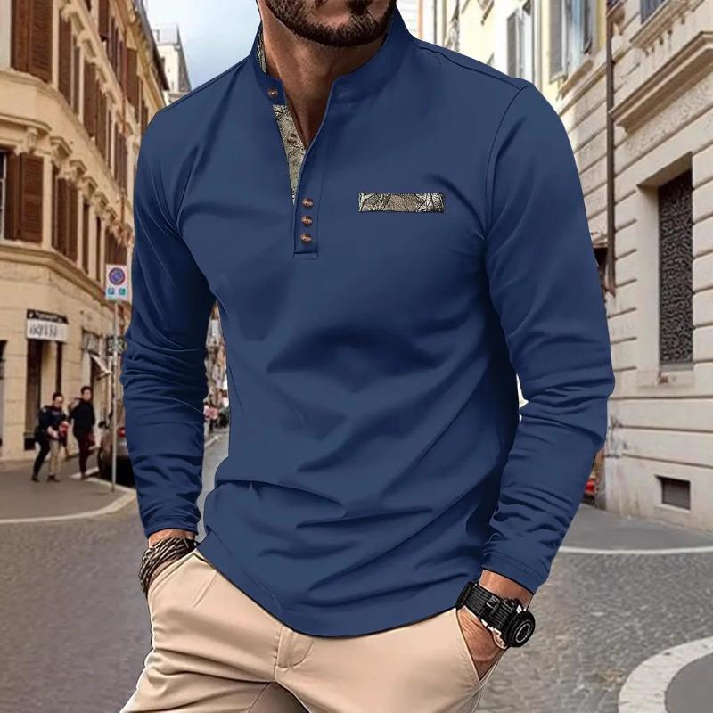 Fashionable Men's Sweatshirt: Casual, Sporty, Comfortable with Small Stand Collar Long-Sleeved Top