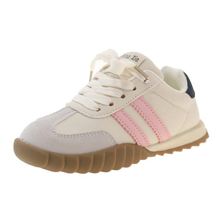 

Girls sports shoes Children s moral training shoes 2025 spring and autumn new middle-aged and older children s foreign-style little white shoes Bo 36 розовый