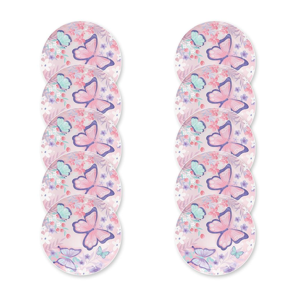 1Set Birthday Party Essential Set Butterfly Theme with Invitation Cards 10in 9in Plates Napkins Paper Cups Optional