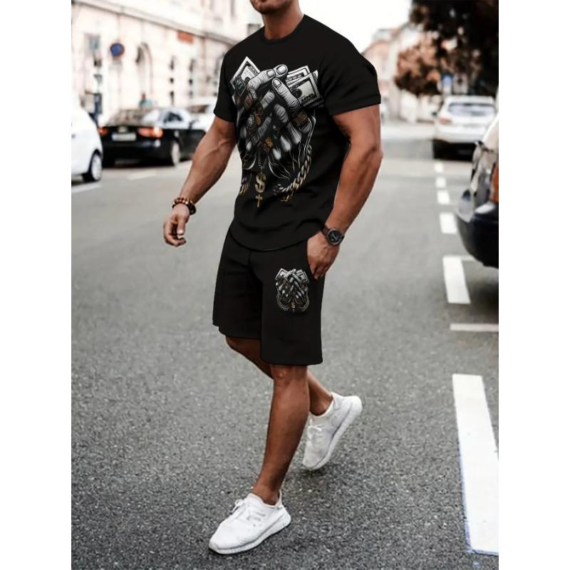 

Leisure Sports Set Breathable Outdoor Men s T-shirt Shorts Summer 3D Printed Adult Set 6XL