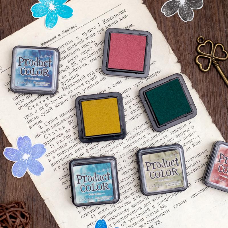 Journal GO 6pcs Colorfull Multicolor Ink Pad for Planner Stamps Art Scrapbooking Student Ink Stamp Inkpad School Accessories