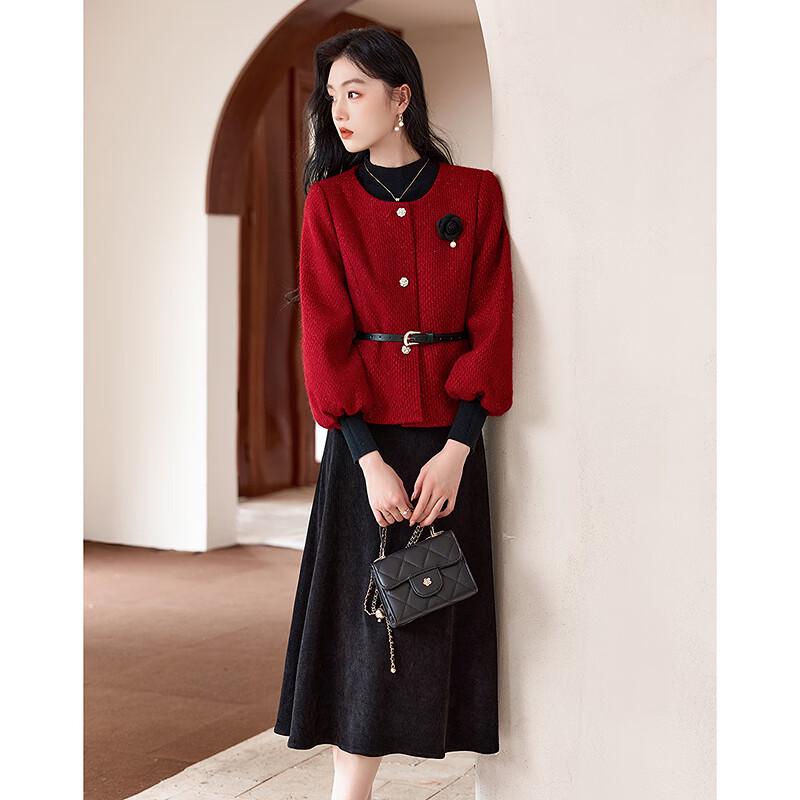 Elegantes Damen-Jacken- und Rock-Set im Tweed-Stil