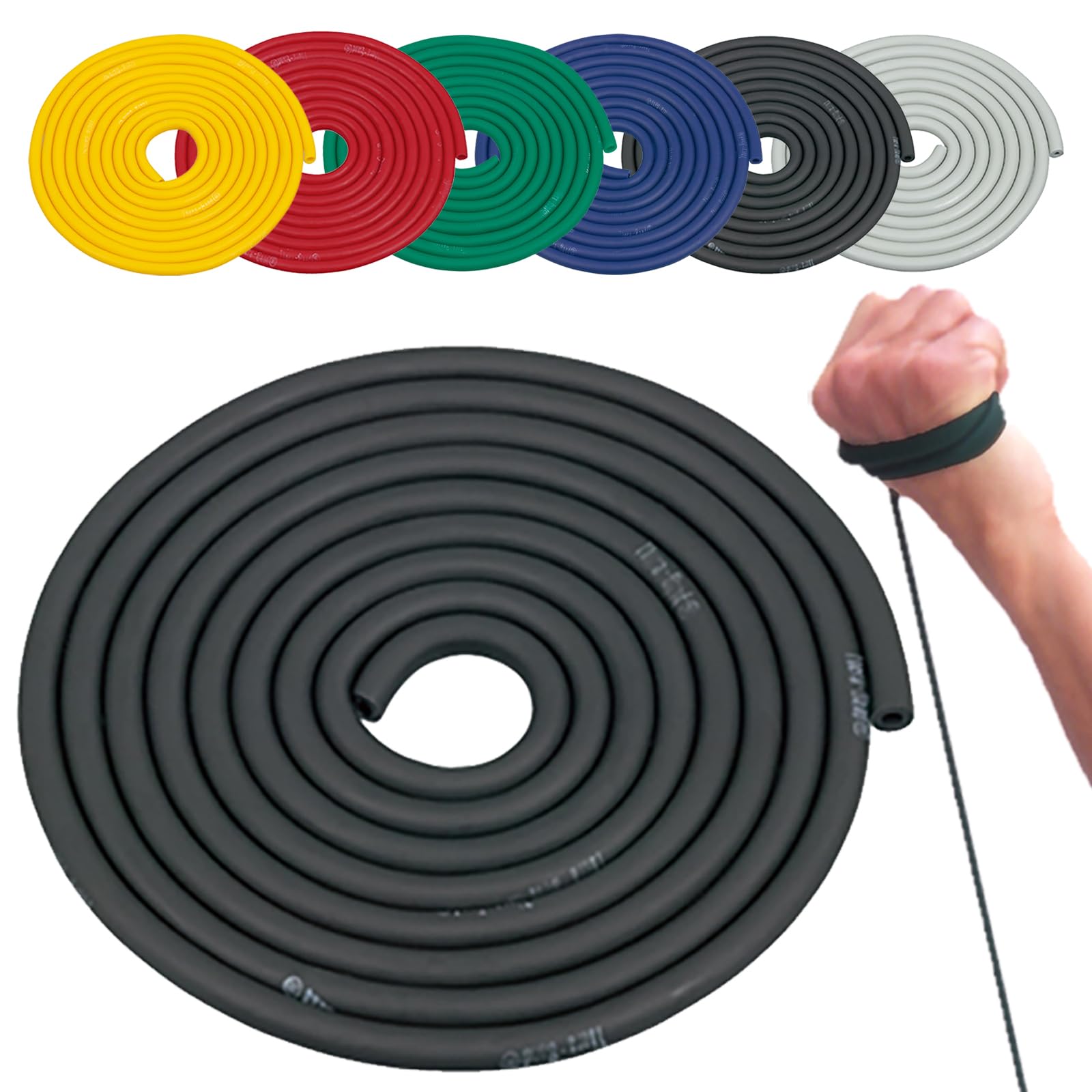 

TheraBand TheraTube Training 3m Strength Level Inner Muscle Strength Resistance Bands Bands, Black, Long, 9.1mm Diameter, +3, TTB-15, Manual, Rubber, чёрный