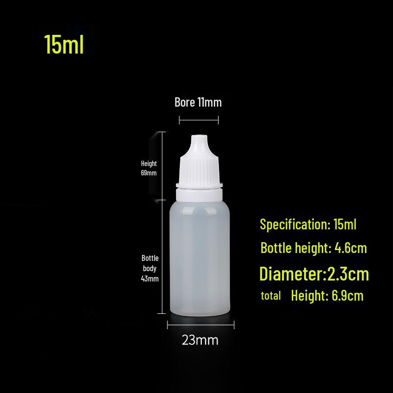 Imitace lahviček s očními kapkami - 5 ml, 10 ml, 30 ml, 50 ml lahvičky s kapátkem, malé PE plastové dávkovače pigmentů