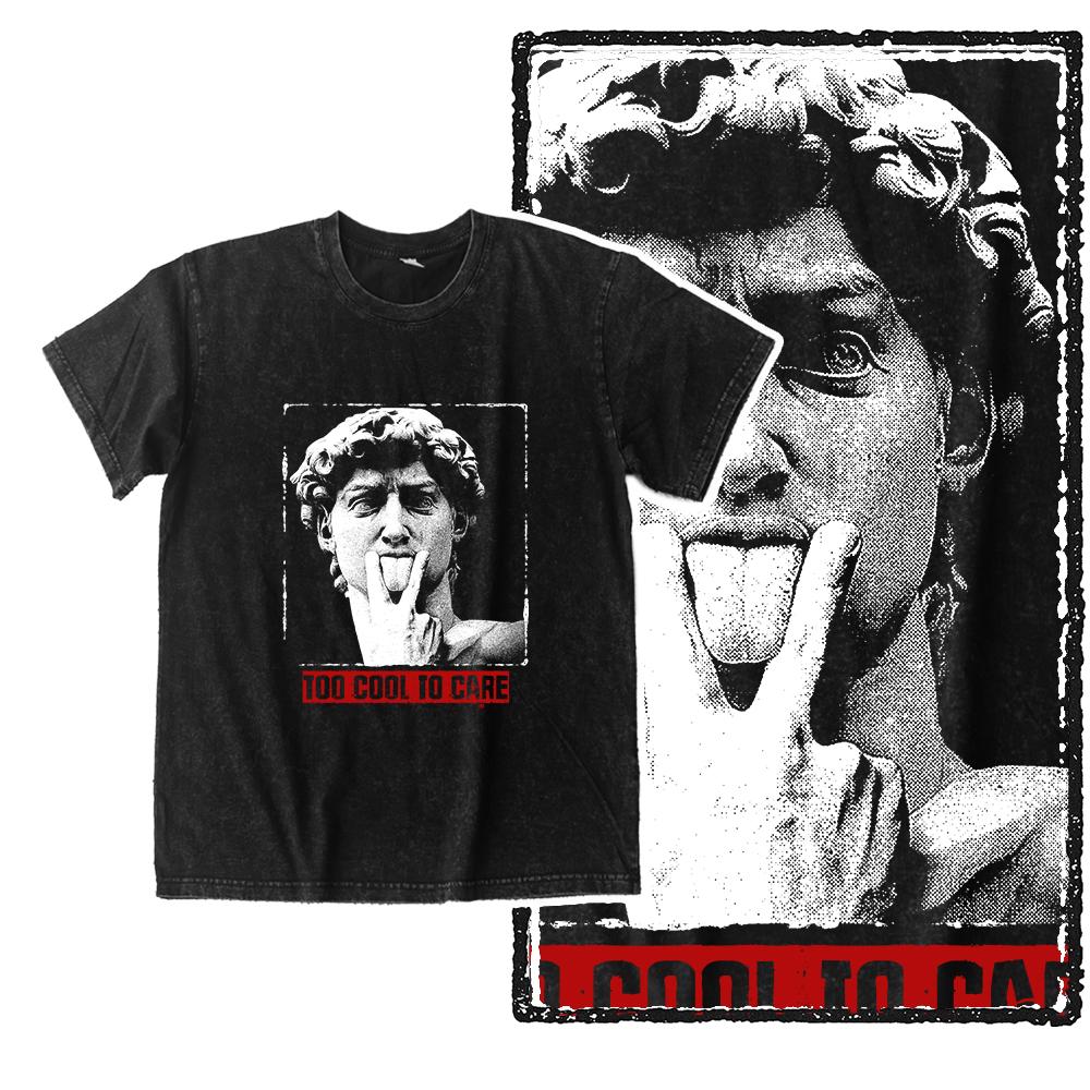 Michelangelo David Graphic T Shirt Men Vintage Washed Tee 100% Cotton Classical Art Streetwear Shirt