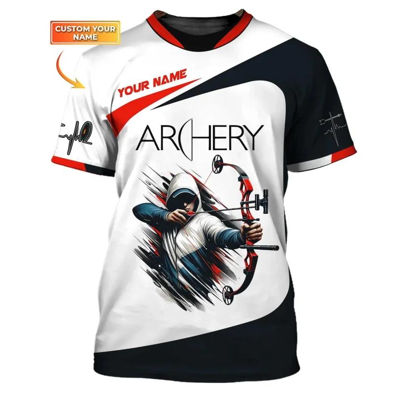 Custom Name 3D All Over Printed Archery Graphic Tshirt For Men Women Personalized Name Short Sleeve Crew Neck T Shirts Clothes