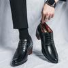 Fashion Men's Dress Shoes Designer Pointed High-heeled Leather Shoe British Business Casual Leather Shoes for Men Wedding Shoes Oxfords