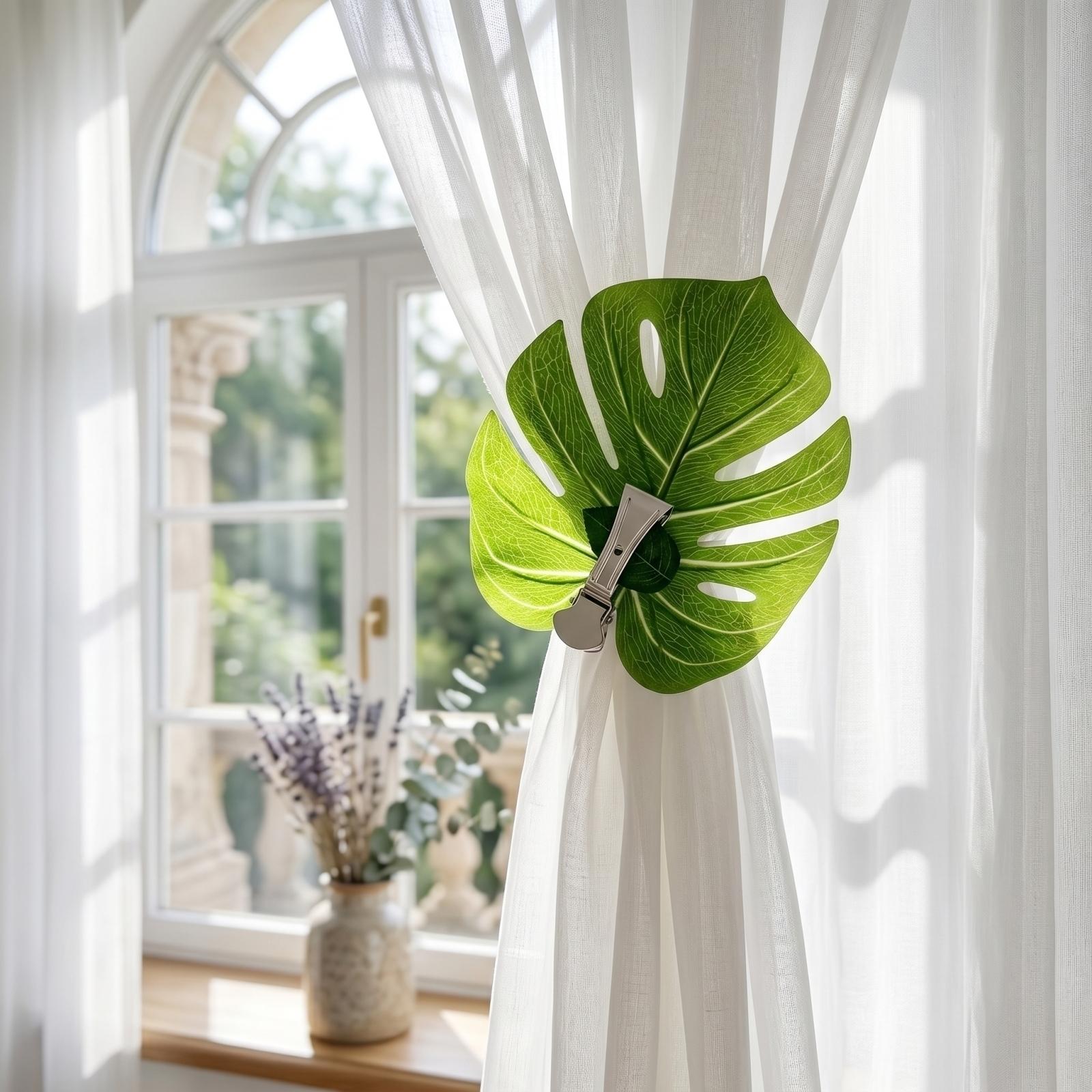 

Artificial Leaf Clip for Window Curtain Decoration Greenery Leaf Clip for Home Office Decorative Plant Attachment with Metal Clamp one size зелёный