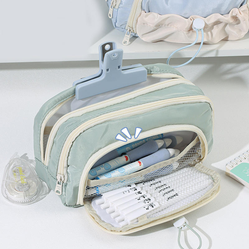 Large Capacity 3 Layered Pencil Bags Kawaii Front Pocket Pencil Pouch School Stationery Gifts Creative Pencil Case