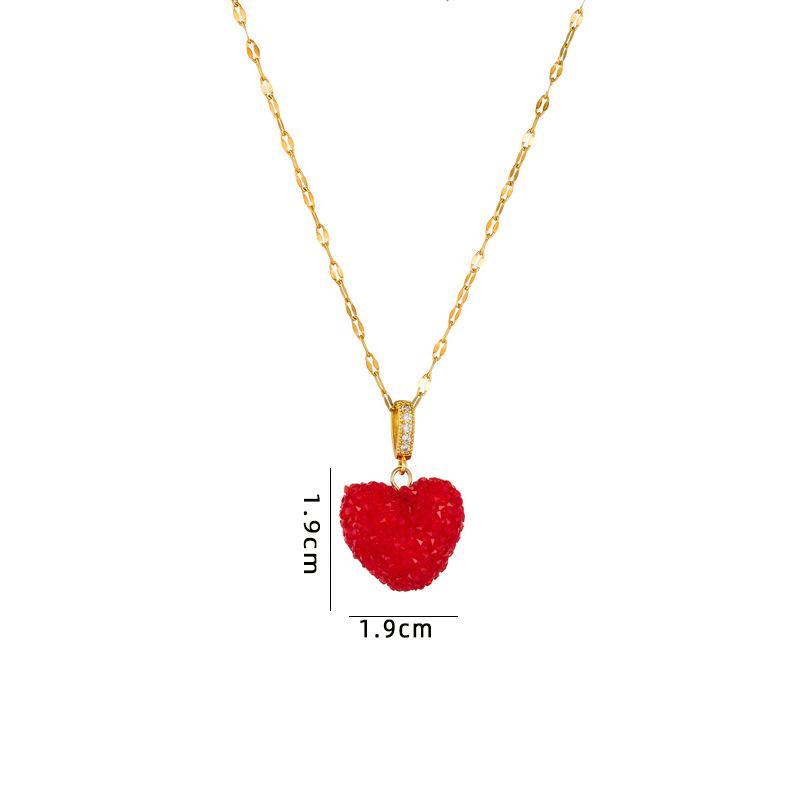 Bling Colorful Rhinestone Love Heart Pendant Necklace Fashion Hip Hop Stainless Steel Chain Jewelry Gifts for Women Teen Girls