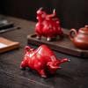 Ceramic Lucky Cow Ornament Mascot Home Living Room Ornament Twelve Zodiac Year of the Ox Gifts Tea Table Tea Pet