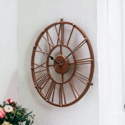 Uhr Eisen Abstrakt Analog Wanduhr (38 cm, Braun, Kupfer